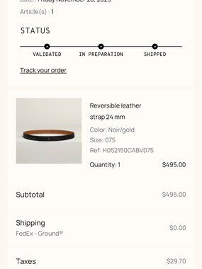 Hermes 25.6" (Extra Small) Reviersible "Noir + Gold" (Black + Beige) Belt Strap